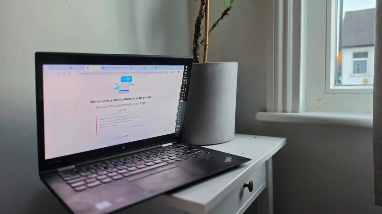 Laptop showing Xero two-factor authentication screen - logging in to file limited company accounts